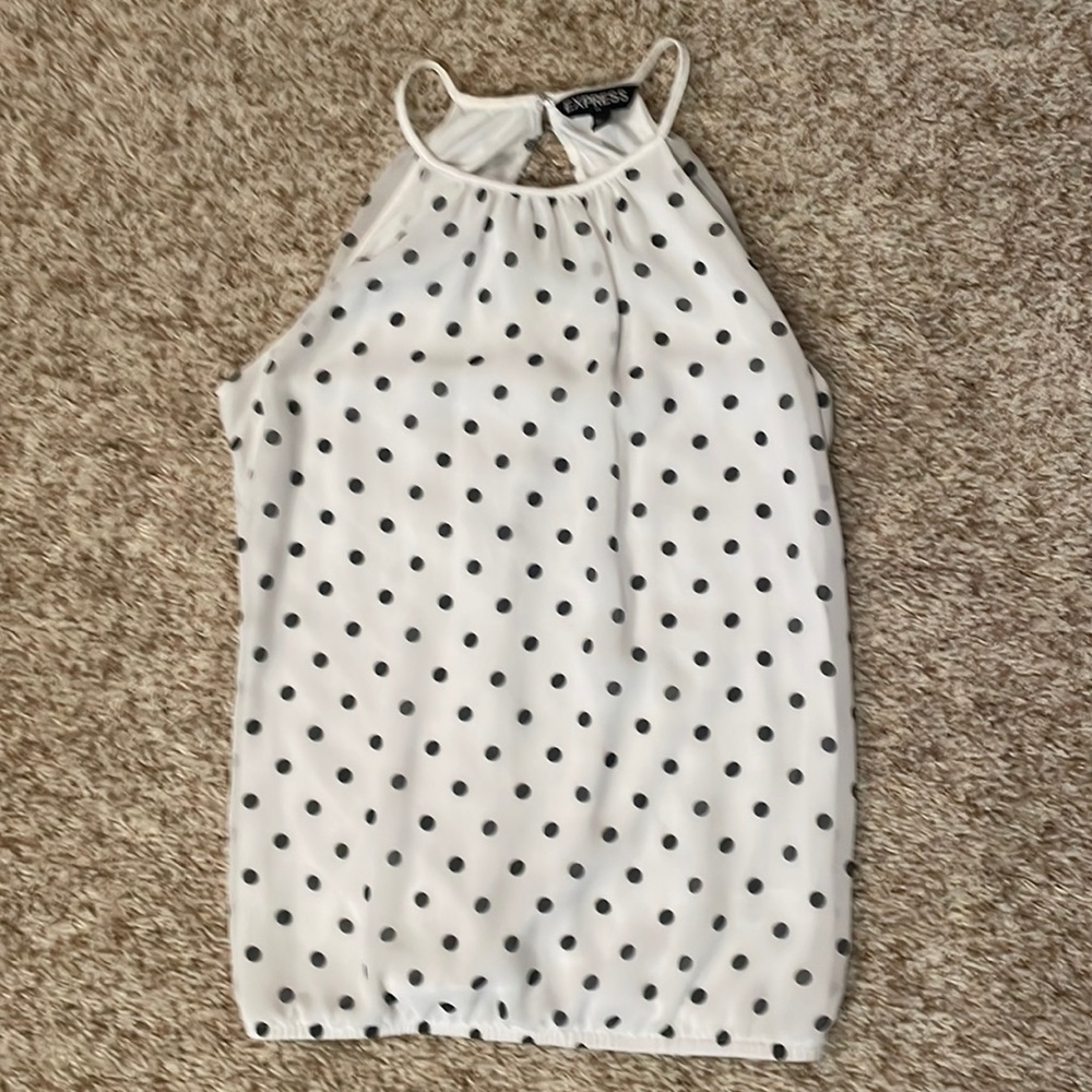 Express black/white polka dot halter top; Size XS